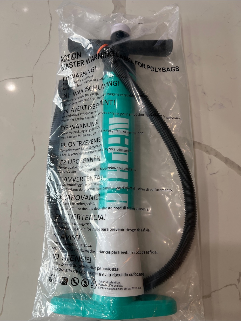 Portable Hand Pump - Teal and White Inflator